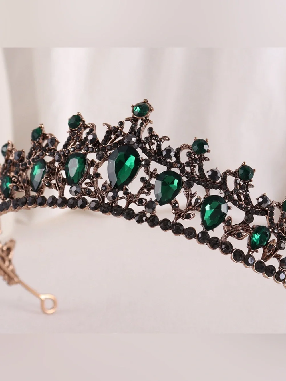 Regal Emerald Crystal Tiara Headband - Women Accessories